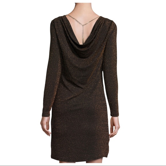 NEW MICHAEL MICHAEL KORS COWL BACK METALLIC MINI DRESS - Picture 5 of 7